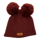 Gugguu merino beanie with 2 poms, fire brick | 49/51cm