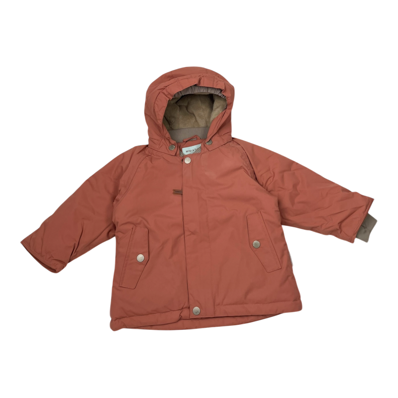 Mini A Ture matwally fleece lined winter jacket, coral pink | 80cm