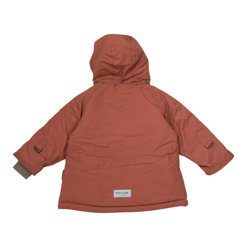 Mini A Ture matwally fleece lined winter jacket, coral pink | 80cm