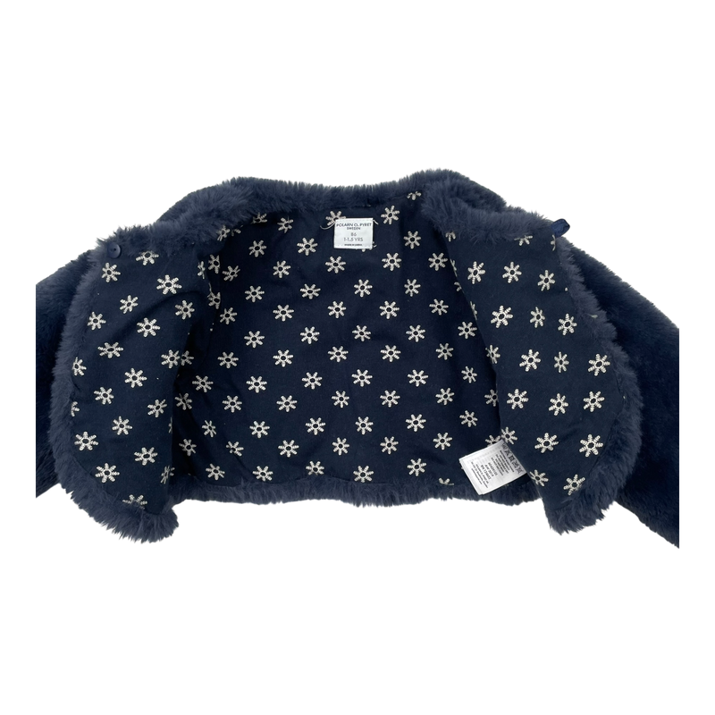 Polarn O. Pyret faux fur bolero jacket, blue | 86cm