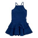 Gugguu spagetti frilla dress, navy blue | 98cm