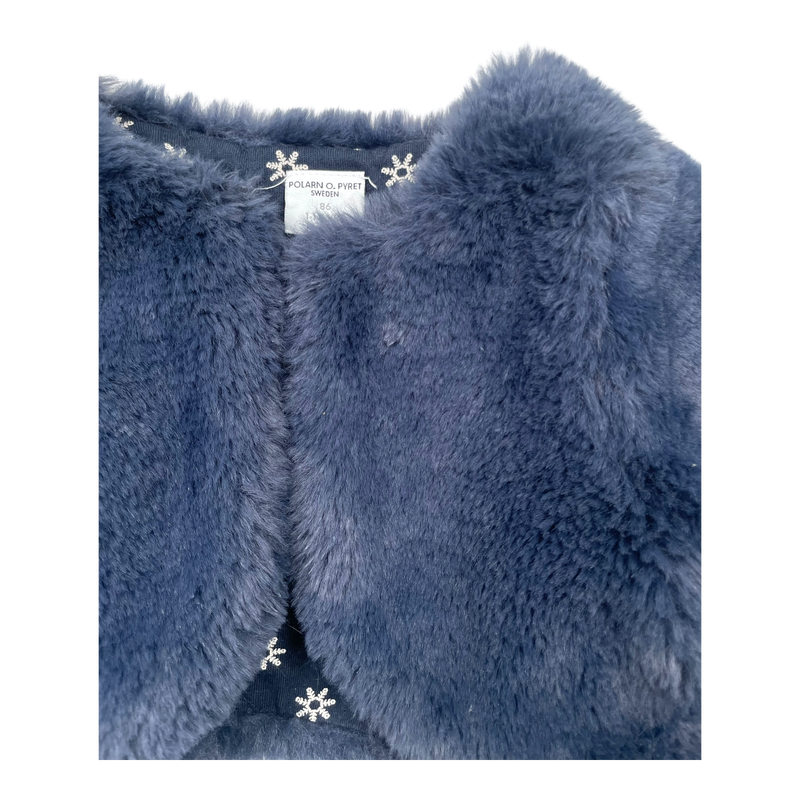 Polarn O. Pyret faux fur bolero jacket, blue | 86cm