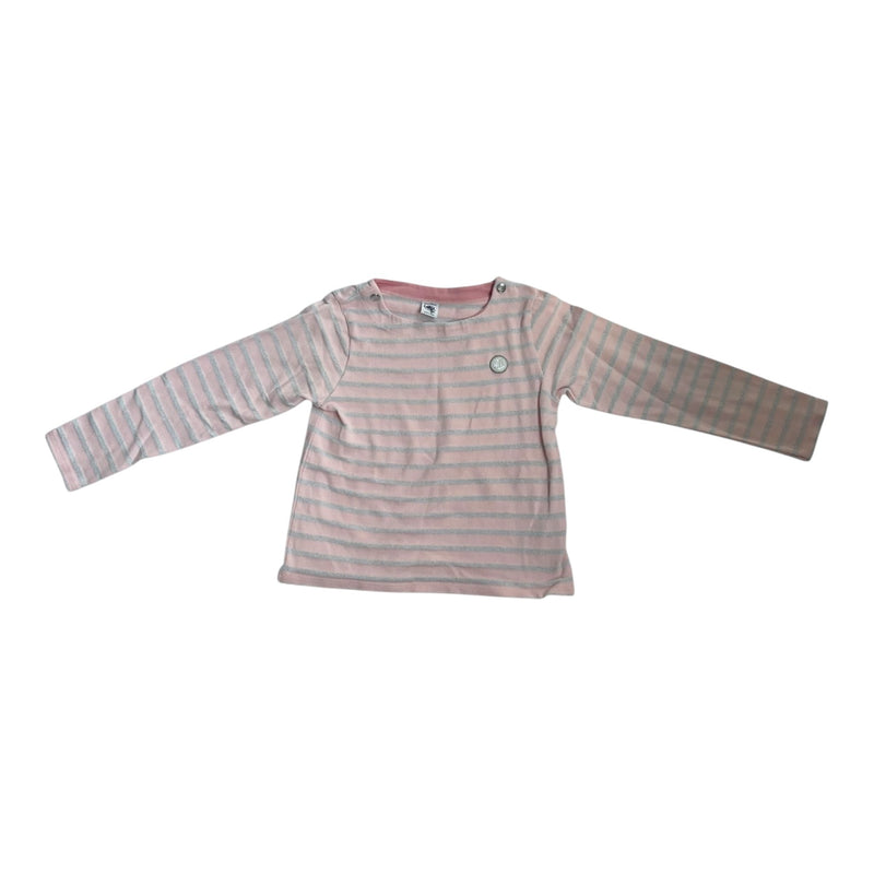 Prelove Secondhand Mädchen Langarm Shirt Petit Bateau Größe 128