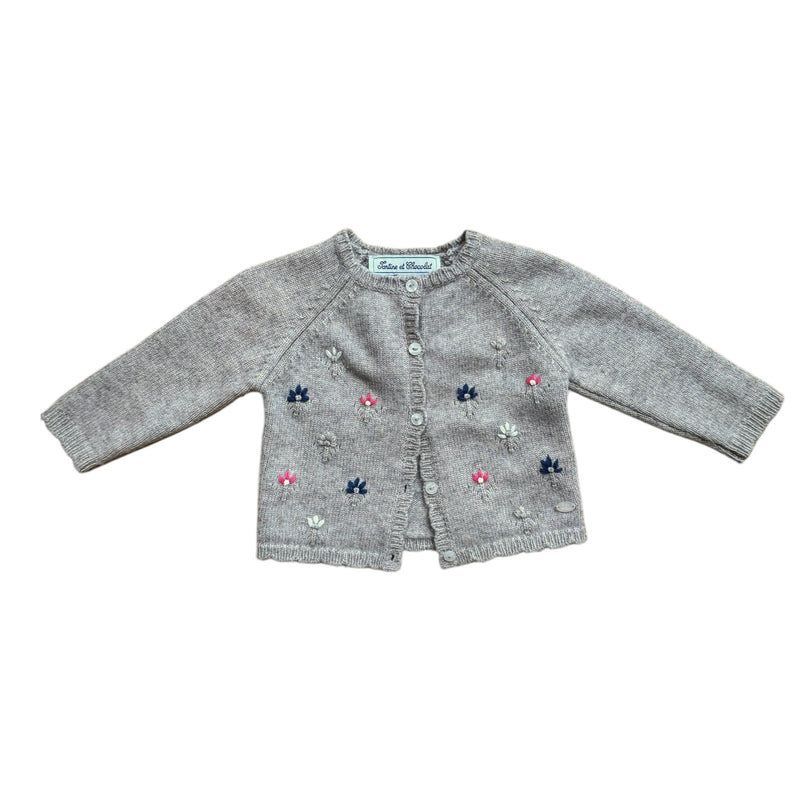 Baby Wolle-Cashmere Strickpullover Petit Fleurs (80/86)