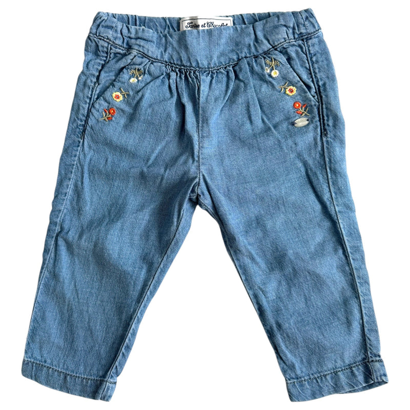 Soft Linenmix Flower Hose Denim Look (80)