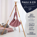 PREMIUM FEDERWIEGE MULBERRY ROSE, TÜRKLAMMER (BIS 25CM WANDSTÄRKE) WEISS, ESCHE, SCHURWOLLE