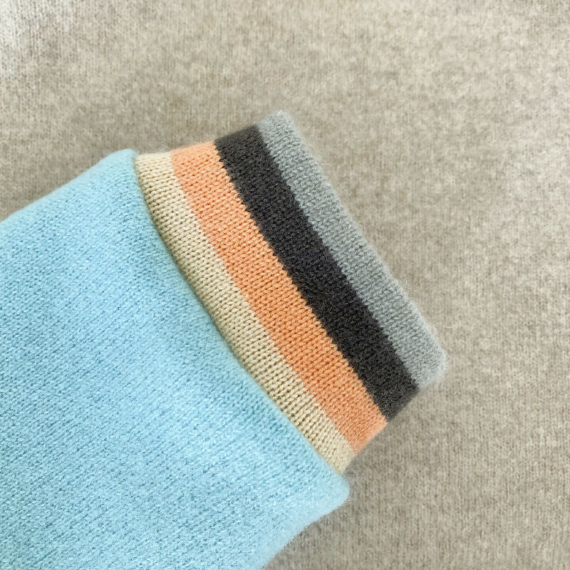 kronjuwel Kapuzenpullover aus Kaschmir in Größe 104 türkis beige orange Upcycling