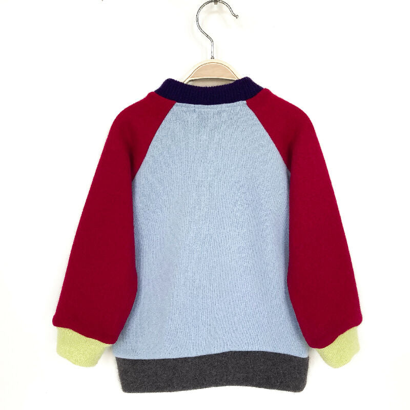 kronjuwel Kaschmirpullover Größe 86/92 hellblau rot Upcycling