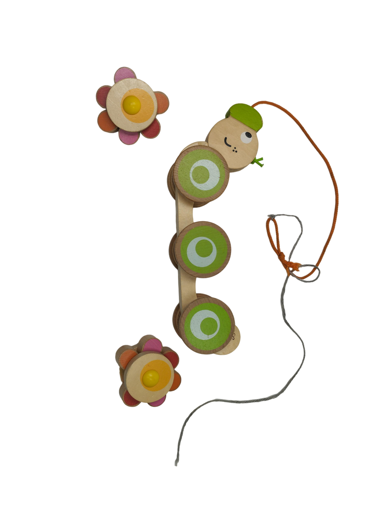 Unknown wooden toy with 2 wooden flowers