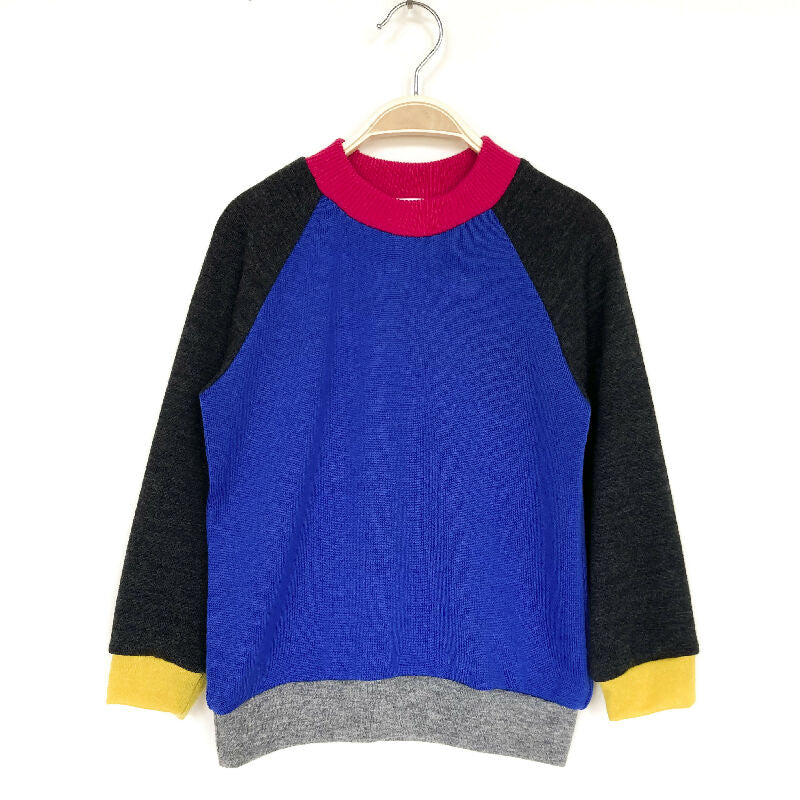 kronjuwel Wollpullover 110/116 blau/anthrazit Upcycling