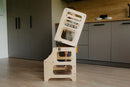 DUCK WOODWORKS Klappbarer Lernturm & Bastel-Tisch 2 in 1 Grau