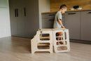 DUCK WOODWORKS Klappbarer Lernturm & Bastel-Tisch 2 in 1 Grau