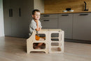 DUCK WOODWORKS Klappbarer Lernturm & Bastel-Tisch 2 in 1 Grau