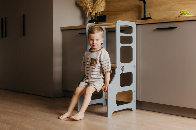 DUCK WOODWORKS Klappbarer Lernturm & Bastel-Tisch 2 in 1