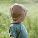 Sonnenhut Sommermütze Baby Kleinkind mit Nackenschutz aus Upcycling Wolle und Seide in Smaragdgrün