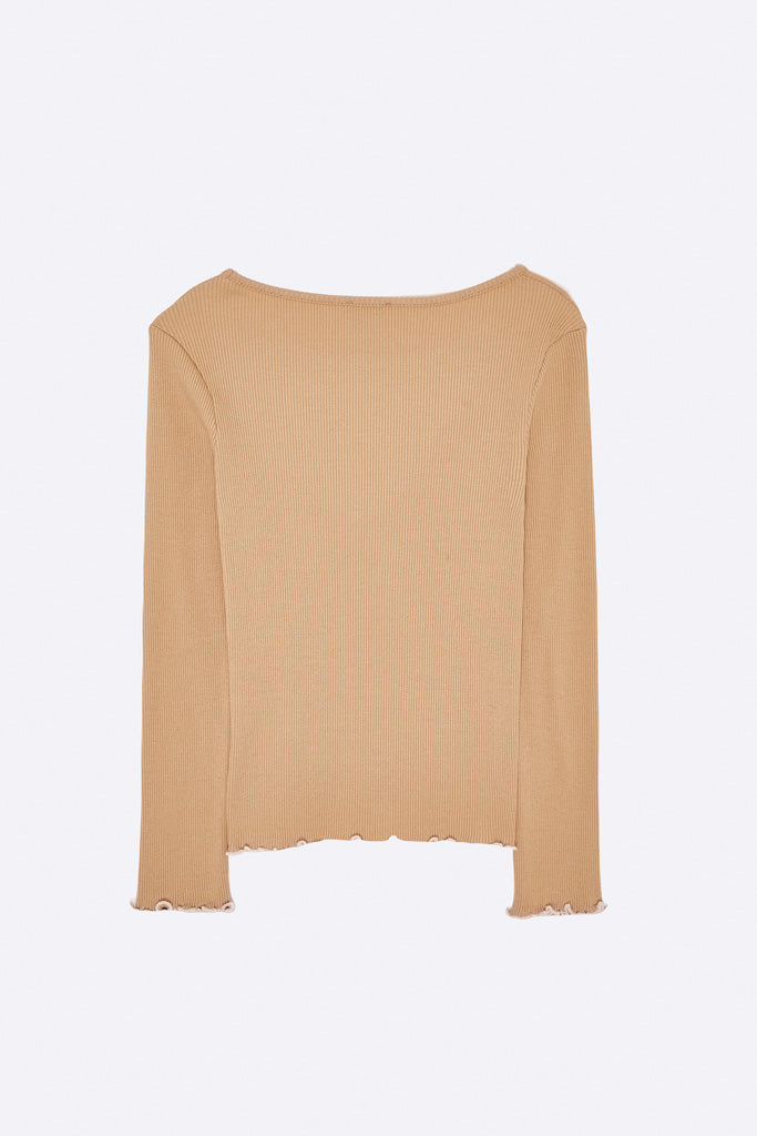 Tammo Longsleeve in bronze farbenem Ripp Jersey für Kinder