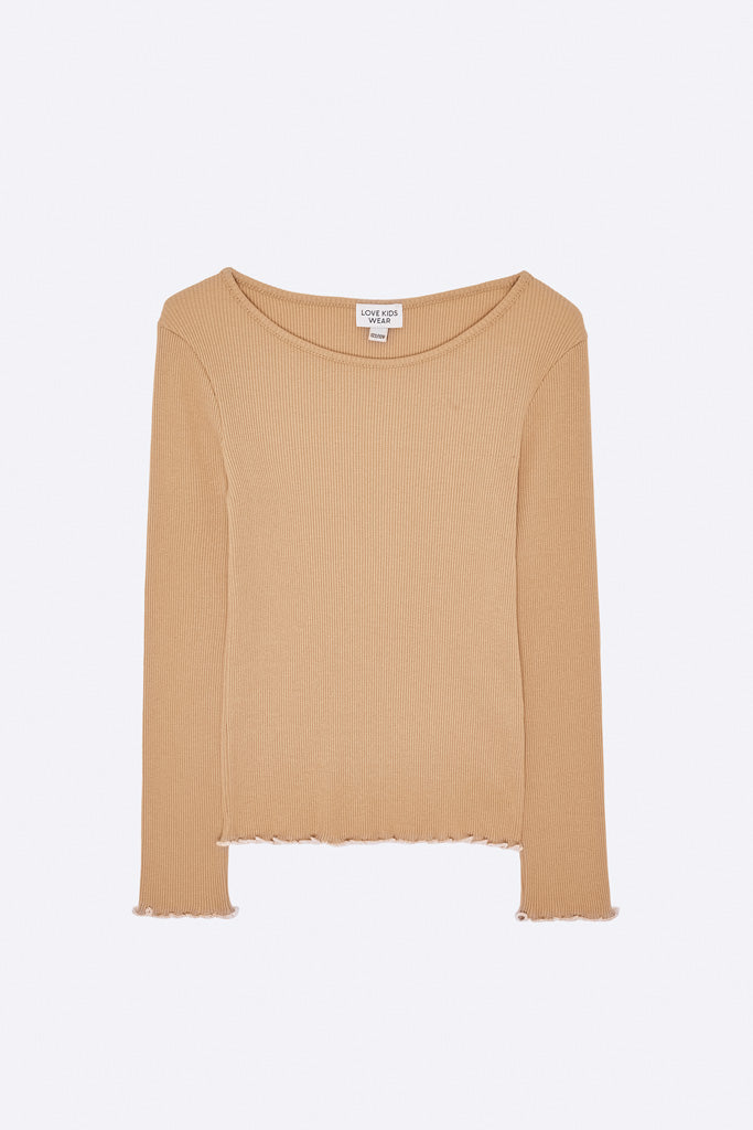 Tammo Longsleeve in bronze farbenem Ripp Jersey für Kinder