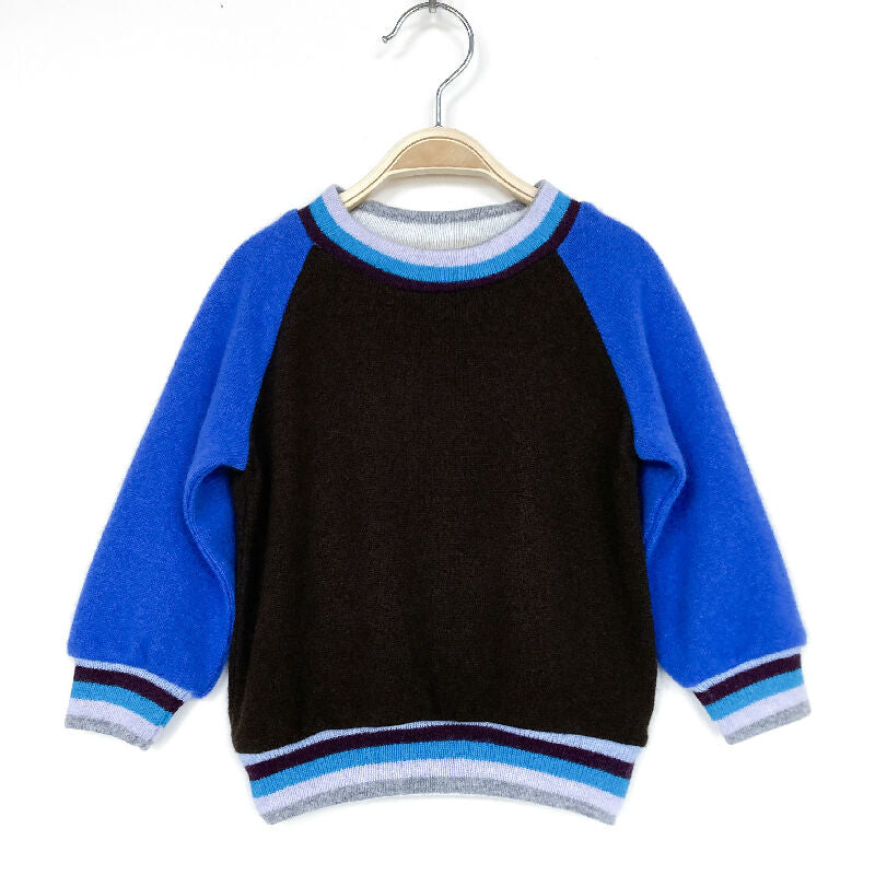 kronjuwel Kaschmirpullover für Kleinkinder 80/86 dunkelbraun blau Upcycling