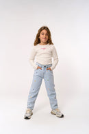 The New | Mom Fit Jeans | Light Blue Denim EMB