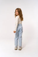 The New | Mom Fit Jeans | Light Blue Denim EMB