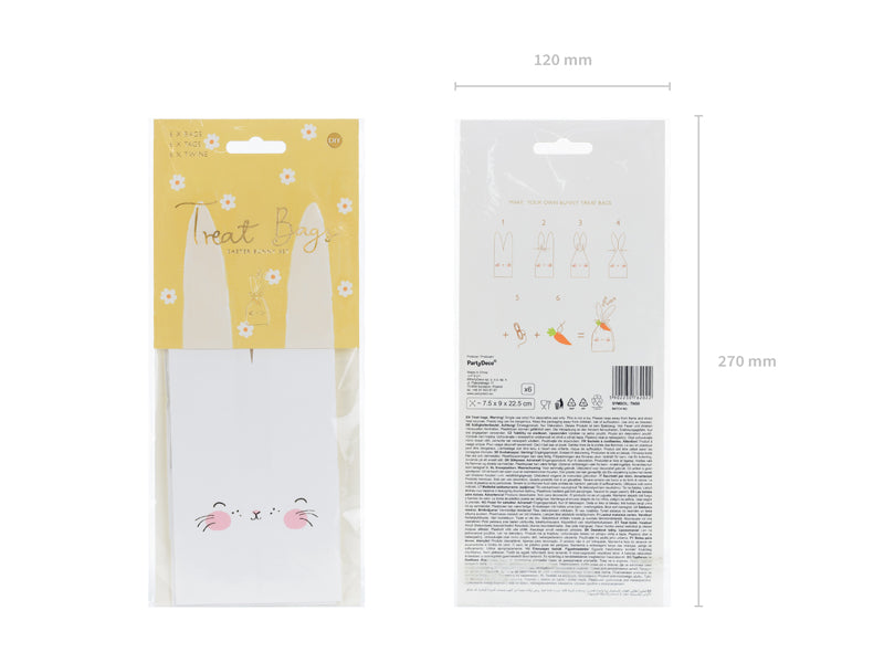 PARTYDECO – GESCHENKTÜTEN "KANINCHEN" (6ER-SET)