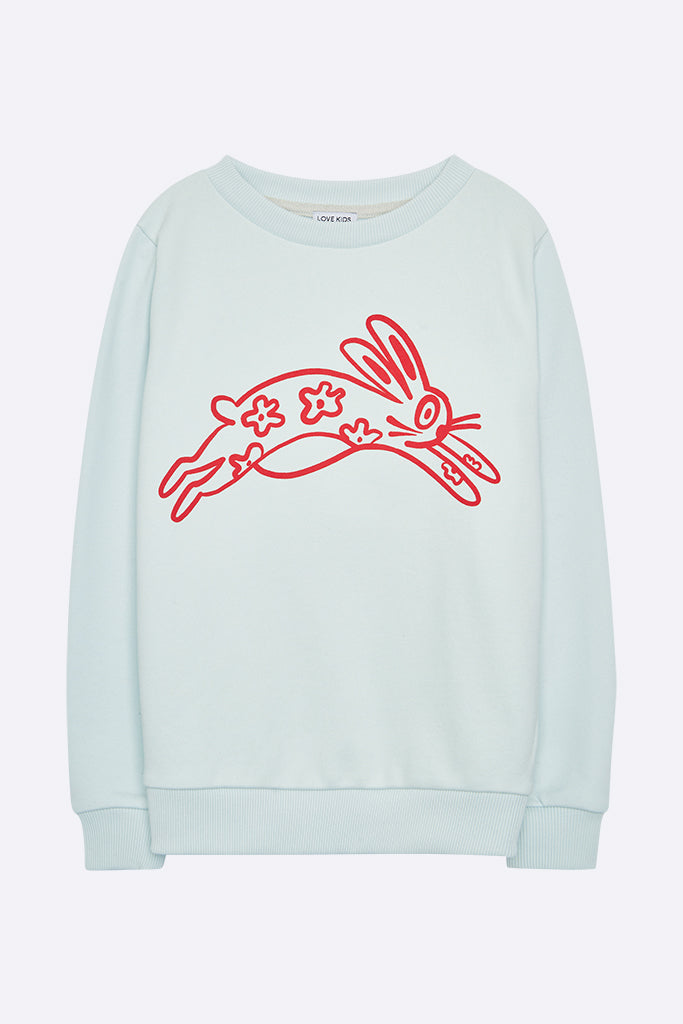 Tommy Sweater in Mint mit Rabbit Print für Kinder