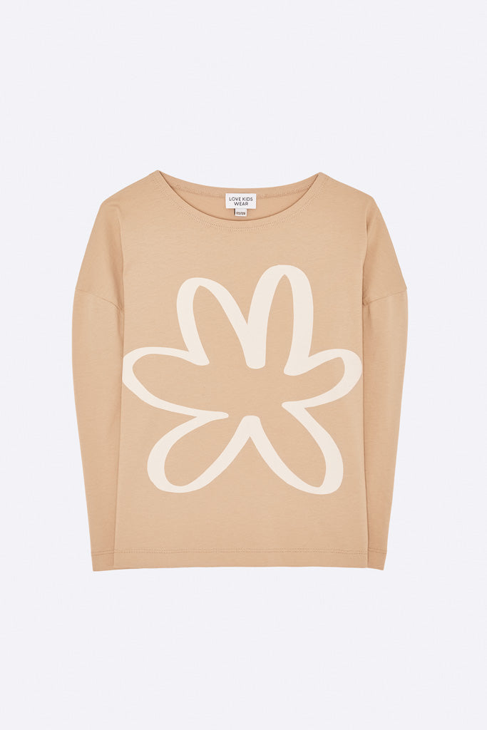 Toni Longsleeve in bronze mit Blumenprint für Kinder