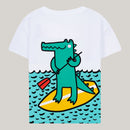 T-Shirt aus Baumwolle mit Print: Krokodil auf SUP