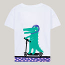 T-Shirt aus Baumwolle mit Print: Krokodil auf Scooter