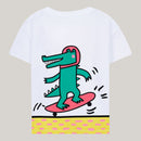 T-Shirt aus Baumwolle mit Print: Krokodil auf Skateboard