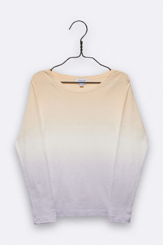 Timmy Longsleeve in beige / lila Dip-Dye für Kinder