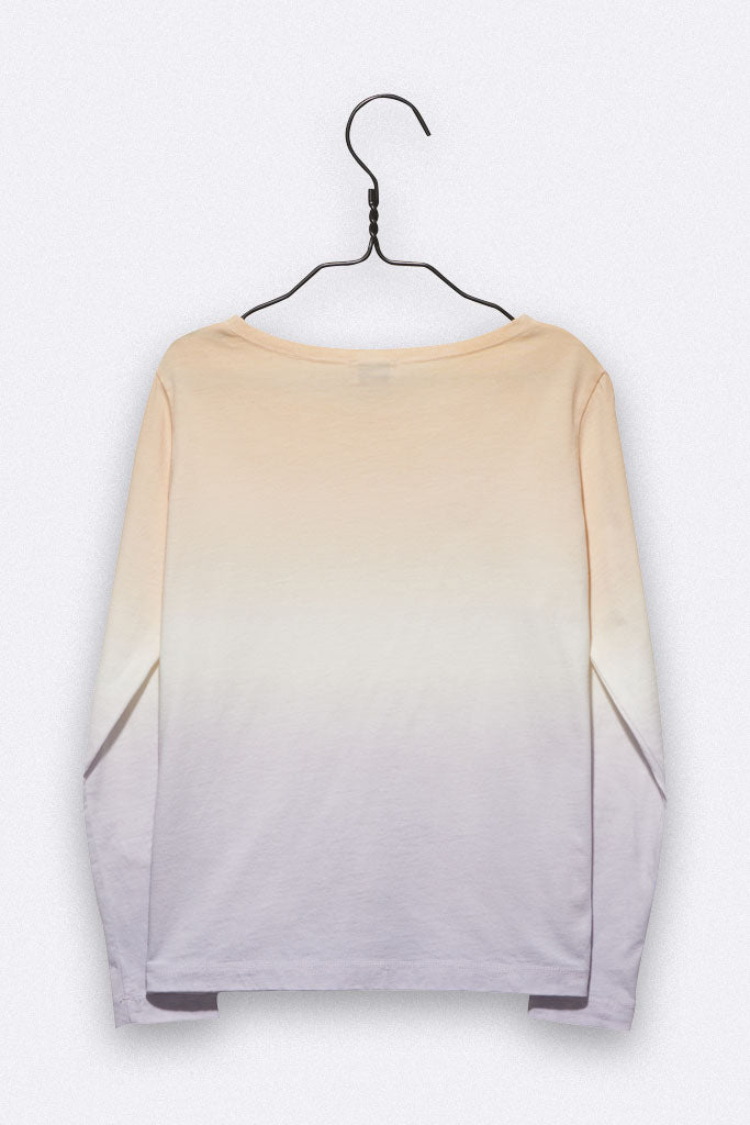 Timmy Longsleeve in beige / lila Dip-Dye für Kinder