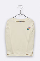 Toni Longsleeve in beige mit Regenbogen Stickerei für Kinder