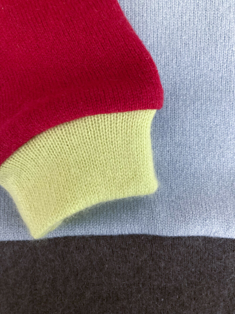 kronjuwel Kaschmirpullover Größe 86/92 hellblau rot Upcycling