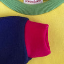 kronjuwel Wollpullover 128 gelb blau Upcycling