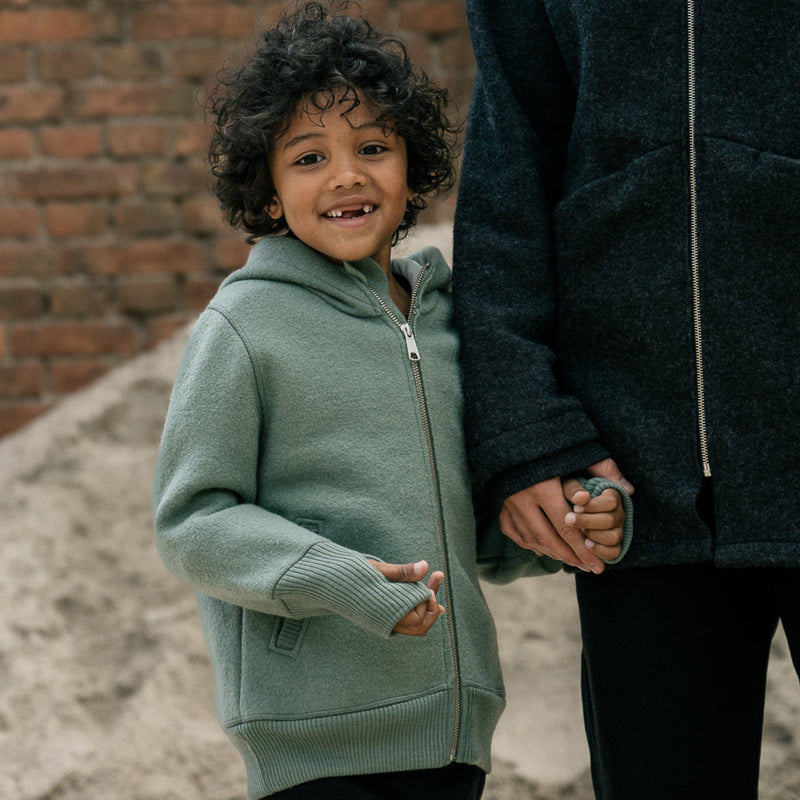 Kids boiled wool zip jacket