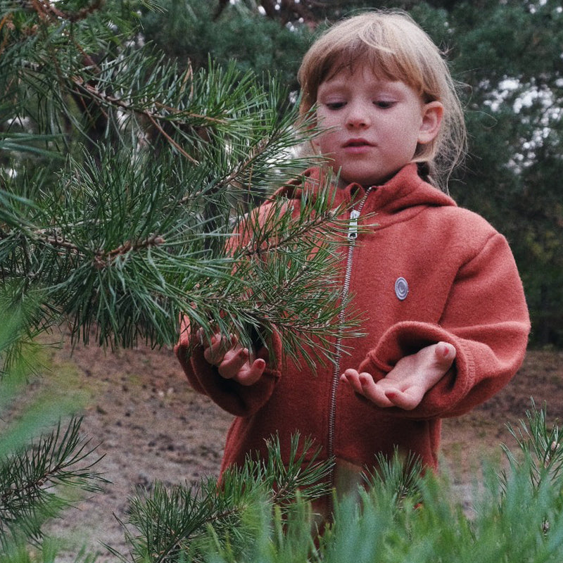 Kids boiled wool zip jacket