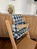 Wasserdichtes Tripp Trapp Kissen | abwischbares Hochstuhl-Kissen | kompatibel mit Stokke Tripp Trapp | Vichy Karo Blau