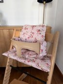 Wasserdichtes Kissen-Set – abwischbar, kompatibel mit dem Stokke Tripp Trapp – Pink Floral