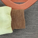 kronjuwel Wollpullover Größe 92 grau hellgrün bunt Upcyling Colorblockpullover