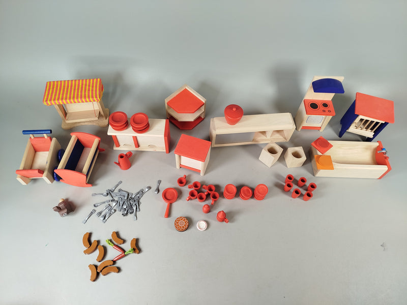 Puppenhaus mit Möbeln & Zubehör – großes Spielhaus Set für Kinder