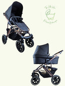 Abc Design - Salsa 4 Air Diamond Edition Kombikinderwagen (sportsitz und Babywanne) - Rosé Schwarz - in Gutem Zustand