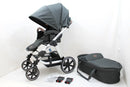 B-Ware Abc Design Turbo 4 Kombi Kinderwagen + Babywanne + 2 Adapter Anthrazit Silber