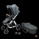 B-Ware Abc Design Turbo 4 Kombi Kinderwagen + Babywanne + 2 Adapter Anthrazit Silber