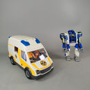 Playmobil Bundle Rettungswagen & Polizei Mech mit 4 Figuren