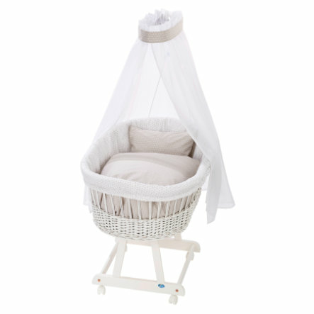 B-Ware Alvi Komplettstubenwagen Birthe Stubenwagen Kinderbett Weiß 944 8 Raute Taupe913