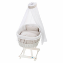 B-Ware Alvi Komplettstubenwagen Birthe Stubenwagen Kinderbett Weiß 944 8 Raute Taupe