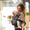 HOPPEDIZ Nabaca Babytrage, Komfort-Modultrage ab Geburt, Bauchtrage, Rückentage, Individuell anpassbar (Baukastensystem), Basic-Set denim schwarz