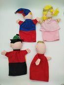 Handpuppen-Set von 4 Charakteren – Narr, Prinzessin, Schurke, König