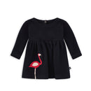 Dunkelblaues Baby Sweatkleid Flamingo aus 100% Bio Baumwolle von internaht